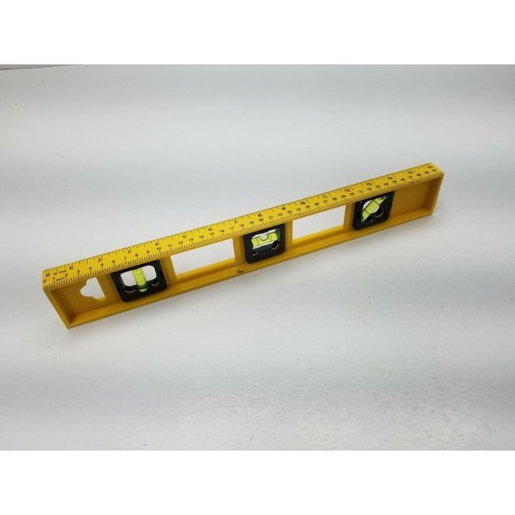 16" Inch Lightweight Plastic Bubble Level Triple Ruler Measure Tool Yellow New - Picture 10 of 10